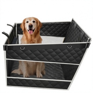 Extenseur de siège arrière monobloc à fond rigide pour chats et chiens avec 2 fenêtres en maille, siège auto pour animaux de compagnie en tissu Oxford imperméable avec poche de rangement - Product Image 4