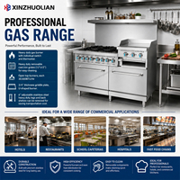 Cuisinière à gaz commerciale ETL 6 brûleurs 24'' avec plaque de cuisson, salamandre et double four 27600 BTU en acier inoxydable pour cuisine de restaurant (GPL)