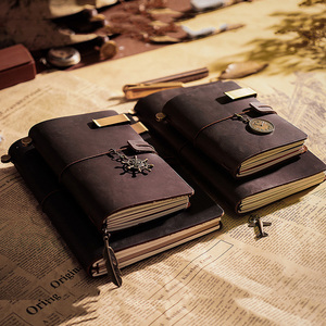 Cuaderno de viaje de cuero genuino, cuaderno de apuntes, diario de cuero de vaca, cuaderno retro, registro creativo, estilo estándar - Product Image 2