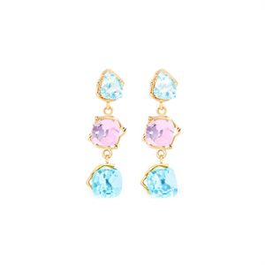 Boucles d'oreilles pendantes tendance en acier inoxydable 316L plaqué or PVD, durables, résistantes, avec cristaux multicolores - Product Image 2