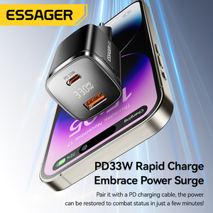 ESSAGER-<span class=keywords><strong>Cargador</strong></span> súper rápido para teléfono móvil, <span class=keywords><strong>cargador</strong></span> de pared de <span class=keywords><strong>33</strong></span> vatios con pantalla digital, tipo C USB, <span class=keywords><strong>33</strong></span> W, para Xiaomi y Iphone - Product Image 2
