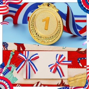 OKAY cinta de grogrén de doble cara 1cm 1,5 cm 2cm 2,5 cm 3cm 3,8 cm rayas rojas blancas azules para insignia medalla envoltura de regalo patriótico - Product Image 6