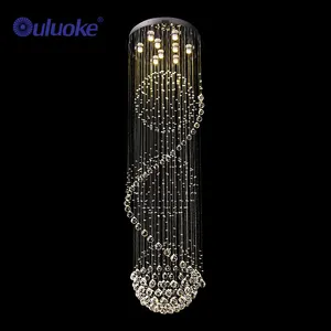 ヨーロピアンモダンスタイルホテルロビー階段装飾大型LEDクリスタルシャンデリアペンダントライト