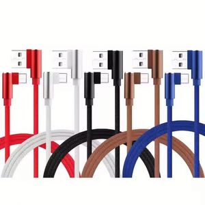 Wholesale 1M 2M 3M <b>USB</b> <b>to</b> Type C 2.4A Fast Charging Data <b>Cable</b> Nylon Braided 90 Degree Elbow Micro <b>USB</b> Phone <b>Cable</b> - Product Image 1