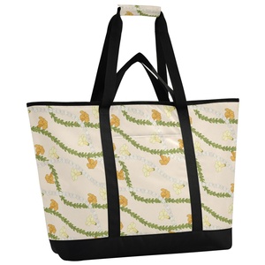 Sac isotherme d'été Hawaïen à motif floral Puakeniken, sac à déjeuner imprimé Lei Hawaïen, sac fourre-tout isotherme extra large avec bretelles - Product Image 2