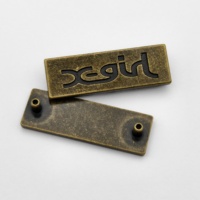 Accessoires de vêtements et de sacs de haute qualité, fournitures de quincaillerie artisanale, logo de marque gravé, étiquette en métal rectangulaire en laiton antique