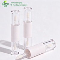 Tube de brillant à lèvres vide à double embout, transparent, rond, rechargeable, en plastique, pour emballage cosmétique