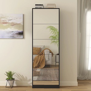 Tùy Chỉnh Tối Giản Ván Hạt Màu Đen Cao Lắp Ráp Siêu Mỏng Lật Giày Bằng Gỗ Tủ Đồ Nội Thất Với Gương - Product Image 6