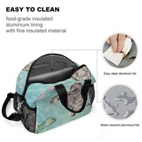 Sac isotherme portable en tissu Oxford imperméable avec fermeture éclair, imprimé par sublimation intégrale motif tortue marine et océan, idéal pour le déjeuner et à porter en bandoulière