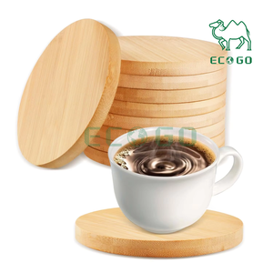 ที่รองเครื่องดื่มไม้ไผ่ที่รองแก้วลายดอกไม้ทรงกลมสำหรับเครื่องดื่มกาแฟโต๊ะอาหาร - Product Image 5