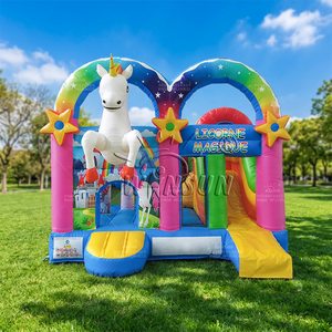 WINSUN Castillo Inflable Combinado con Tobogán de Unicornio, Trampolín Inflable de Unicornio - Product Image 1