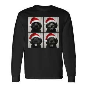 Camiseta de manga larga con foto de Papá Noel y perro caniche portugués de Navidad - Product Image 1