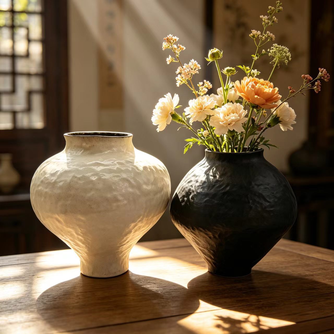Wabi-Sabi-Style Vintage Ceramic Vase Antique-Style Glaze New