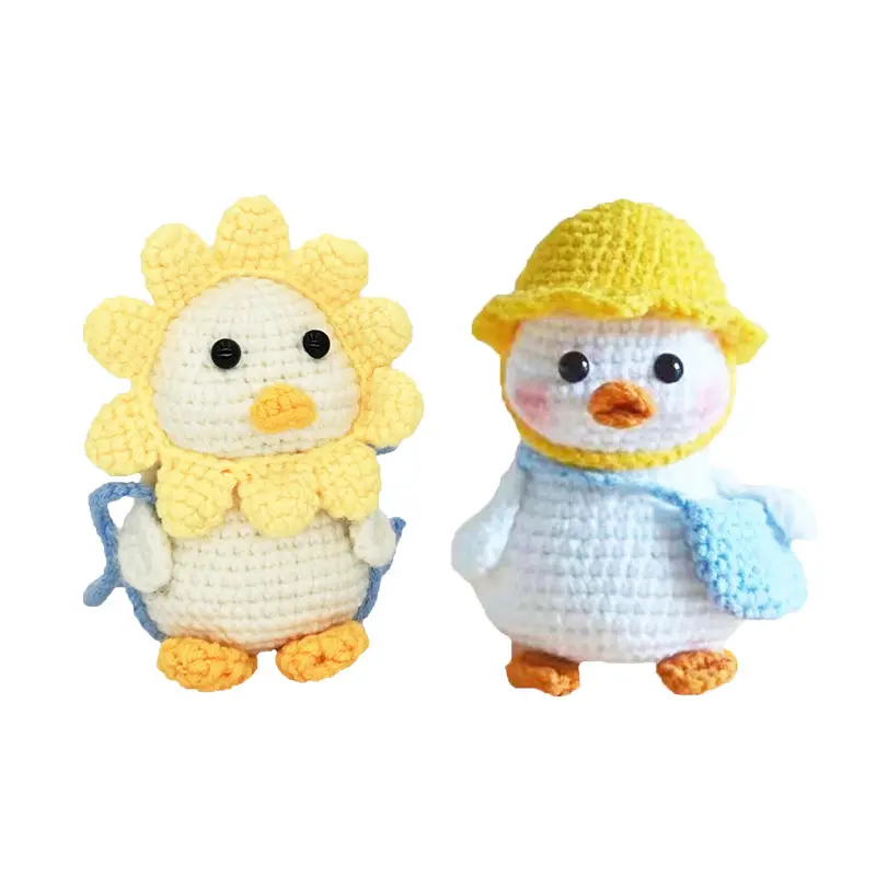 Boneka crochet tangan deskripsi bahasa Inggris DIY pemula bahan pembelajaran crochet bebek kelopak dibungkus DIY boneka crochet