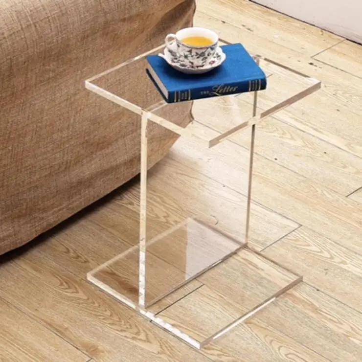 Venta al por mayor de mesas laterales minimalistas de lujo para decoración del hogar muebles de sala de estar modernos juego de mesa de centro de acrílico transparente