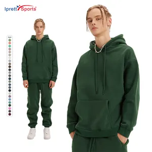 Custom Logo Blank Fleece Sweatshirt Hoodies and Sweatpants Set High Quality Streetwear Unisex Plain Hoodie Set Women