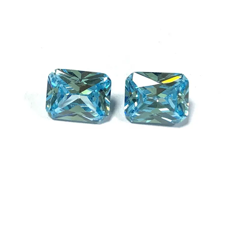 Stock Princess Cut Aquamarine CZ Octangle 8x10mm Ocean Blue Cubic Zirconia