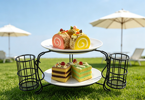 7-Piece Eco-friendly Wrought Iron Stackable Buffet Caddy Stand with Three-Tier <strong>Cutlery</strong> Holder for Giveaways Guangdong Origin - Product Image 3