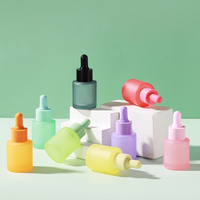 Botol Tetes Frosted 20ml Grosir Warna Macaron Botol Kaca Bahu Datar untuk Kemasan Serum Kosmetik dan Minyak Esensial