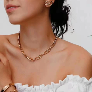 HC Elegante Conjunto <span class=keywords><strong>de</strong></span> Collar y Pulsera <span class=keywords><strong>de</strong></span> Acero Inoxidable con Cadena <span class=keywords><strong>de</strong></span> Eslabones, Estilo Cubano, Grueso, con Esquinas Cuadradas y Diseño <span class=keywords><strong>de</strong></span> Costura, Joyería <span class=keywords><strong>de</strong></span> Moda - Product Image 3