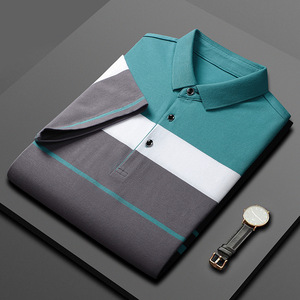 Camiseta de Manga Corta a Rayas para Hombre, Primavera-Verano 2025, Nueva, de Alta Calidad, Algodón Fino, Estilo Business, Cuello Polo - Product Image 2