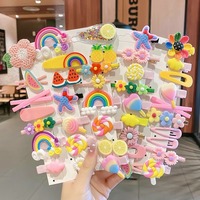 10Pcs/Set Jepit Rambut Anak Motif Kartun Lucu Bahan Logam dan Kain Grosir Jepit Rambut Warna-warni Motif Bunga dan Hewan Anti Selip Tidak Menyakiti Aksesoris Rambut