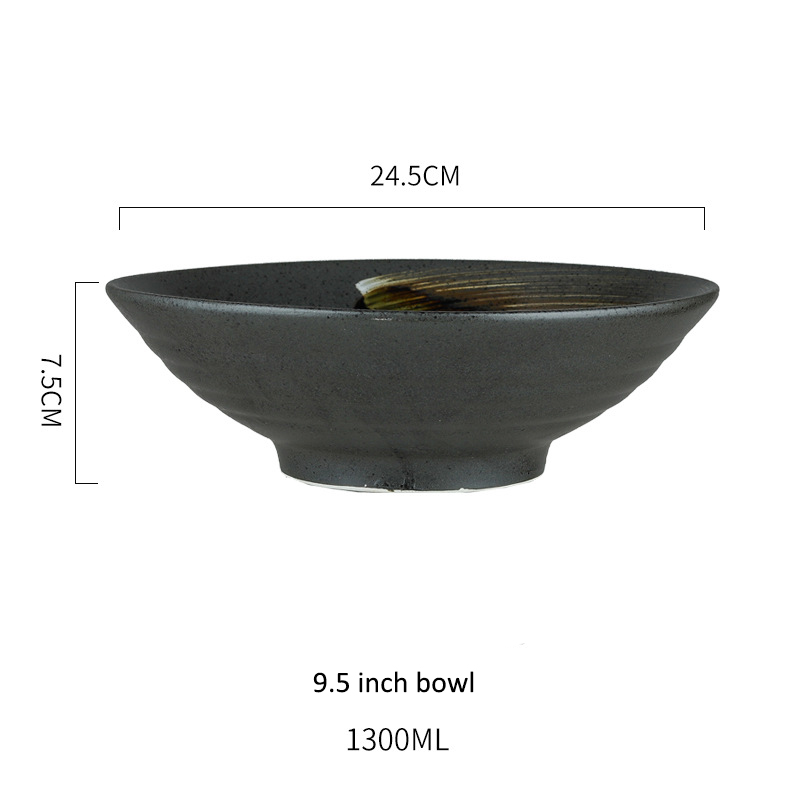Bol à ramen noir de 9,5 pouces