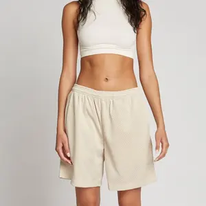 Custom Groothandel Blanco Hoge Kwaliteit Mesh Shorts Polyester Gym Shorts Voor Vrouwen 5 Inch Binnennaad Met Rits Zakken