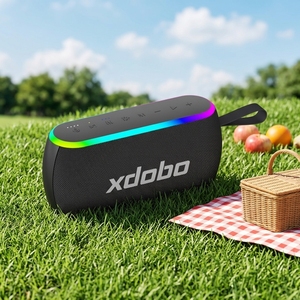 Xdobo X8 <span class=keywords><strong>PLUS</strong></span> II Altavoz Portátil de Plástico Resistente al Agua de Tres Vías con LED RGB de 80 W para el Hogar y Viajes al Aire Libre - Product Image 1