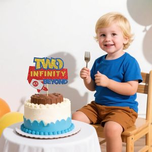 Decorazione per Torta 'Two Infinity and Beyond' a Tema Spaziale per Feste di 2° Compleanno, Baby Shower per Bambini e Bambine - Product Image 3