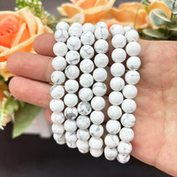 Bracelet en perles de pierre Howlite Turquoise blanche ronde naturelle en gros Bracelets de yoga de guérison d'énergie de chakra pour femmes