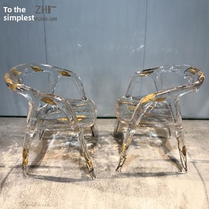 Chaise de designer en verre transparent de luxe léger, forme irrégulière Goutte d'eau glacée, siège en cristal décontracté, mobilier d'intérieur - Product Image 4