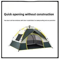 Tente de camping portable automatique à une chambre, haute vitesse, quatre saisons, en tissu argenté, deux portes et fenêtres, pour la famille en extérieur
