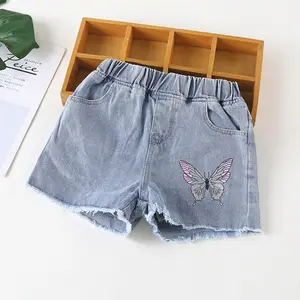 Mùa Hè 2022 Cho Bé Gái Thời Trang Quần Short Nóng Quần Short Denim Sành Điệu Với Bướm 4-9 Tuổi