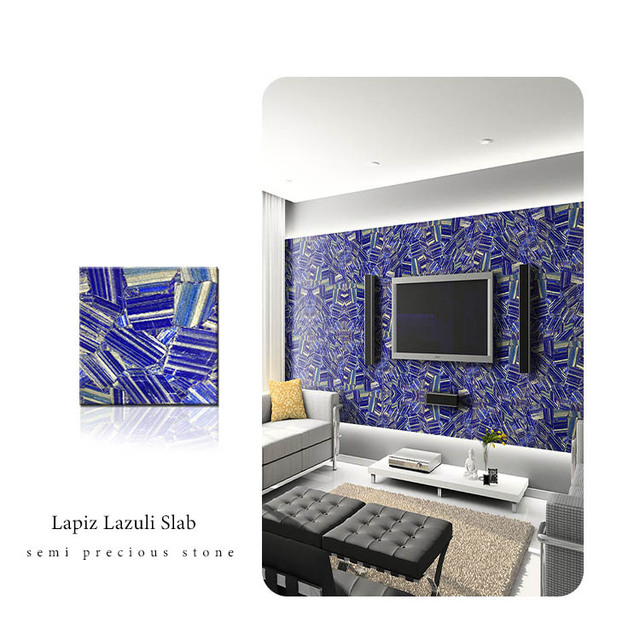 Natural Lapis Lazuli Wall Tile Slab Blue Marble Gemstone Decoration Panel