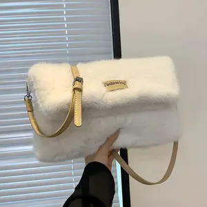 Bolso cruzado para mujer 2024 nuevo estilo coreano diseñador señoras pequeño bolso cuadrado moda felpa embragues para mujer