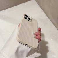 Housse de téléphone en TPU souple de couleur unie à motif tissé antichoc pour iPhone 16 15 14 Pro Max 13 12 11mini 16 Plus