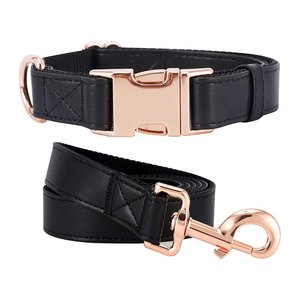Conjunto de correa de cuello de perro de moda de lujo impermeable suave cuero vegano hebilla de oro rosa duradero elegante para perros pequeños medianos grandes - Product Image 3