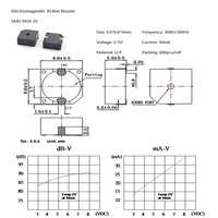 SMD 9650 9.6*9.6*5MM 3V 5V 12V bip continu électronique Circuit entraîné interne sonnerie active magnétique pour dispositifs médicaux