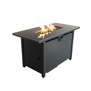 Mesa rectangular para fogatas de exterior Db de 43 pulgadas, con recipiente de metal para combustible de etanol, diseño moderno para uso en exteriores. - Product Image 1