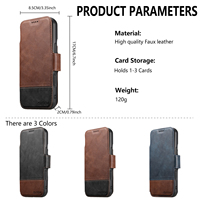 Étui portefeuille magnétique en cuir PU grainé avec support et chargement sans fil pour téléphones Apple séries 18/17/16/15/14/13/12