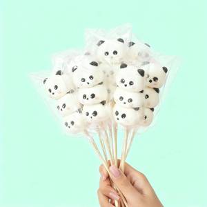Piruleta de Malvavisco con Forma de Panda al por Mayor, Precio de Fábrica, Personalización OEM, Alta Calidad, Halal, Algodón de Azúcar de Dibujos Animados a Granel - Product Image 1