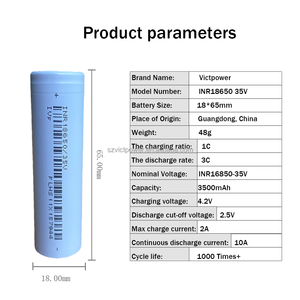 Batterie solide rechargeable 100% originale VICTPOWER VICT-35V <span class=keywords><strong>INR18650</strong></span> 35V 3.6V 3500mAh certifiée UN38.3, décharge 10A - Product Image 3