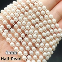 Chaîne DIY faite à la main, perles demi-face ABS nacrées de 4 mm, accessoire de décoration en gros pour robes de soirée et cheongsam