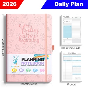 Carnet de planification quotidienne et hebdomadaire A5 avec pages intérieures en anglais, logo personnalisé et bande de maintien, livraison directe d'usine, cadeau exclusif - Product Image 2