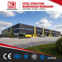 Proveedor de Edificios Industriales ZW, Taller/Almacén de Estructura de Acero Moderna, Fabricante Certificado ISO 9001, Personalizado