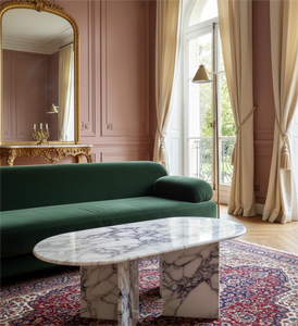 Luxury Natural Stone Marble Coffee <b>Table</b> Solid Pedestal Base Eco-Friendly Water/<b>Fire</b> Resistant Contemporary Design Living Room - Product Image 1