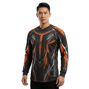 Custom <b>Paintball</b> Jersey Long Sleeve Black Orange Design Breathable Quick Dry Polyester Outdoor Game Apparel Best <b>Paintball</b> - Product Image 1
