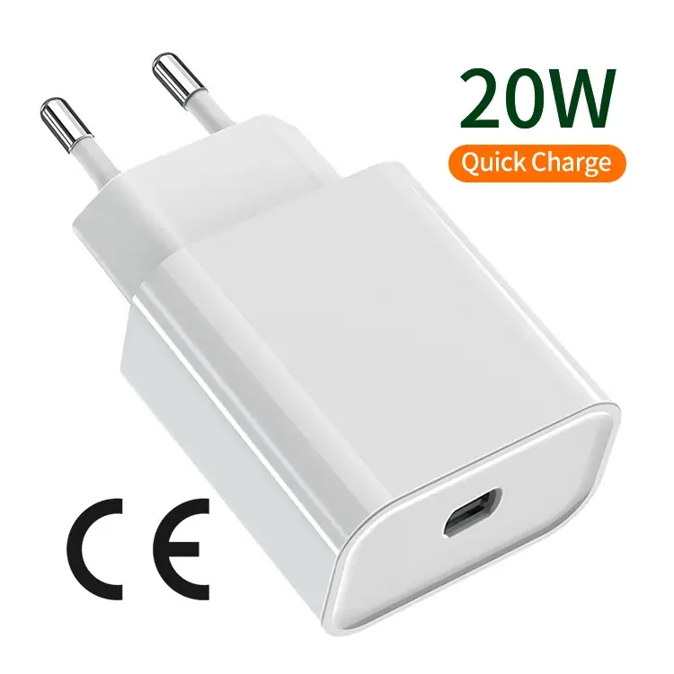 스마트 워치 및 휴대 전화를위한 CE 인증 기능이있는 EU 플러그 20W USB C 고속 충전기