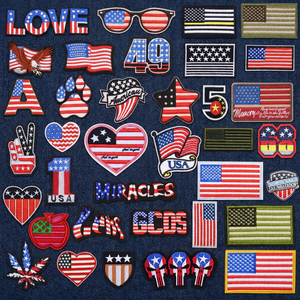 Independence Day Decoration Custom Embroidered USA Flag <b>Patch</b> for Badges PVC <b>Sew</b>-<b>on</b> or Iron-<b>on</b> Made of Chenille Fabric - Product Image 4